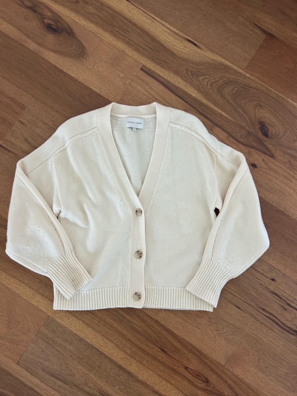 Loulou Studio Cream Button V-Neck Cardigan